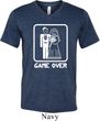White Game Over Mens Tri Blend V-neck Shirt