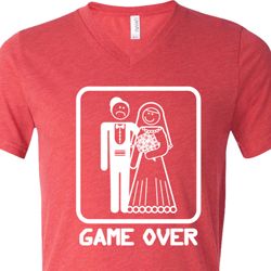 White Game Over Mens Tri Blend V-neck Shirt
