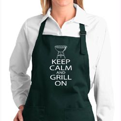 White Keep Calm Grill On Aprons