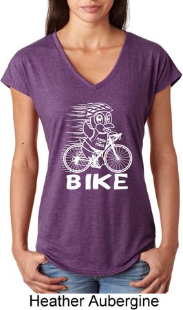 White Penguin Power Bike Ladies Tri Blend V-Neck Shirt
