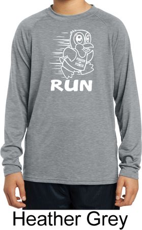 White Penguin Power Run Kids Dry Wicking Long Sleeve Shirt