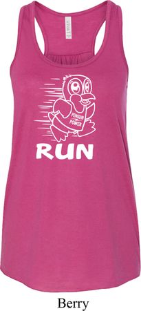 White Penguin Power Run Ladies Flowy Racerback Tanktop
