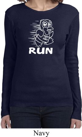 White Penguin Power Run Ladies Long Sleeve Shirt