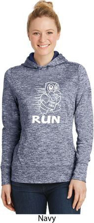 White Penguin Power Run Ladies Moisture Wicking Hoodie