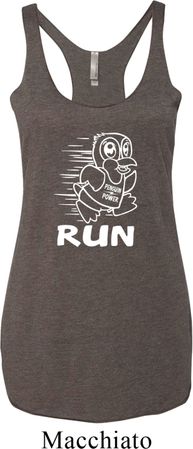 White Penguin Power Run Ladies Tri Blend Racerback Tank Top