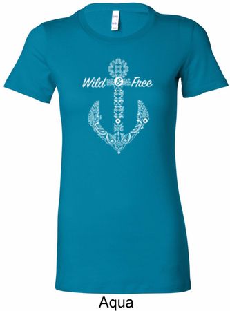 Wild and Free Anchor Ladies Longer Length Shirt