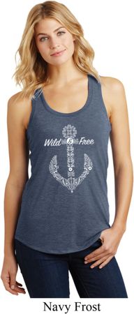Wild and Free Anchor Ladies Racerback Tank Top
