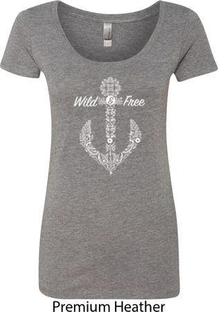 Wild and Free Anchor Ladies Scoop Neck Shirt