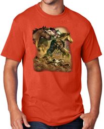 Wild Horses Equine Adult T-shirt - Orange