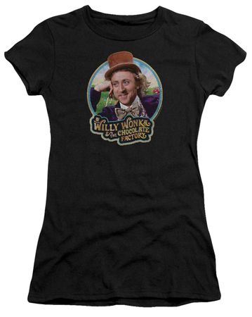 Willy Wonka and The Chocolate Factory  Juniors Shirt Its Scrumdiddlyumptious Black T-Shirt