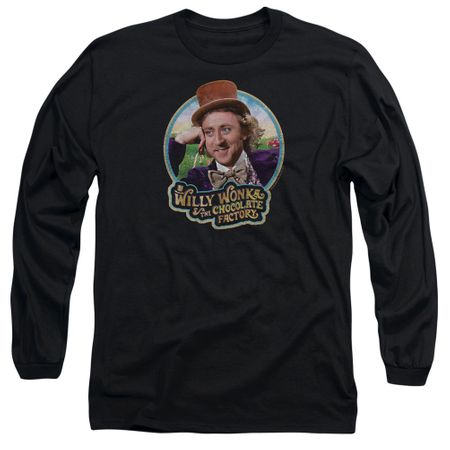 Willy Wonka and The Chocolate Factory  Long Sleeve Shirt Its Scrumdiddlyumptious Black Tee T-Shirt