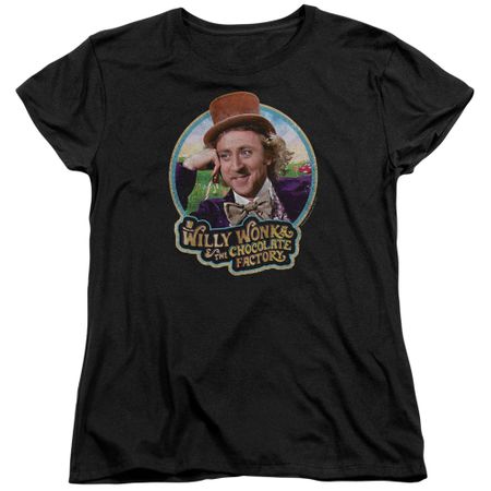 Willy Wonka and The Chocolate Factory  Womens Shirt Its Scrumdiddlyumptious Black T-Shirt