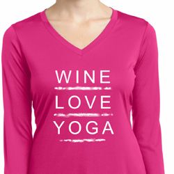 Wine Love Yoga Ladies Dry Wicking Long Sleeve Shirt Wine Love Yoga Ladies Dry Wicking Long Sleeve Shirt