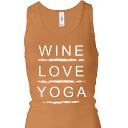 Wine Love Yoga Ladies Longer Length Racerback Tank Top Wine Love Yoga Ladies Longer Length Racerback Tank Top