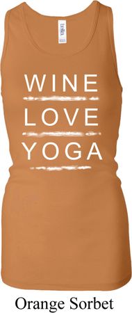 Wine Love Yoga Ladies Longer Length Racerback Tank Top
