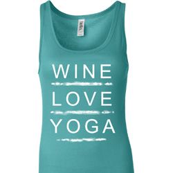 Wine Love Yoga Ladies Longer Length Tank Top Wine Love Yoga Ladies Longer Length Tank Top