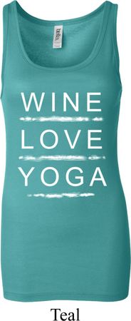 Wine Love Yoga Ladies Longer Length Tank Top