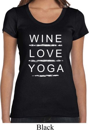 Wine Love Yoga Ladies Scoop Neck Shirt