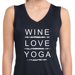 Wine Love Yoga Ladies Sleeveless Moisture Wicking Shirt Wine Love Yoga Ladies Sleeveless Moisture Wicking Shirt
