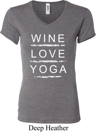 Wine Love Yoga Ladies V-neck Shirt
