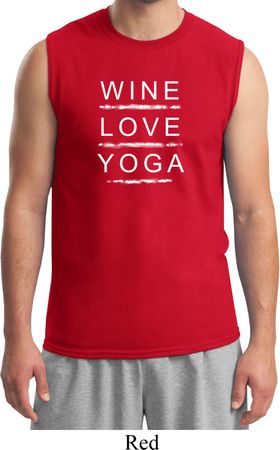 Wine Love Yoga Mens Muscle Shirt