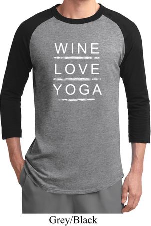 Wine Love Yoga Mens Raglan Shirt