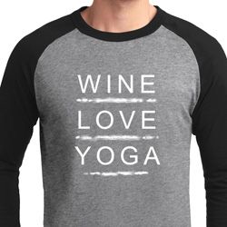 Wine Love Yoga Mens Raglan Shirt