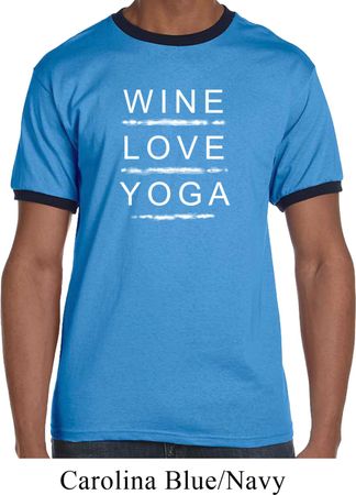 Wine Love Yoga Mens Ringer Shirt