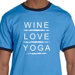 Wine Love Yoga Mens Ringer Shirt