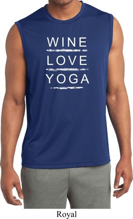 Wine Love Yoga Mens Sleeveless Moisture Wicking Shirt