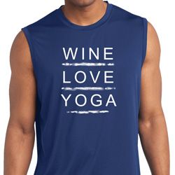 Wine Love Yoga Mens Sleeveless Moisture Wicking Shirt