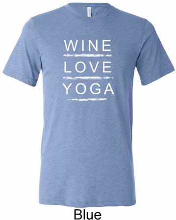 Wine Love Yoga Mens Tri Blend Crewneck Shirt