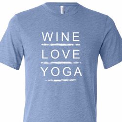 Wine Love Yoga Mens Tri Blend Crewneck Shirt