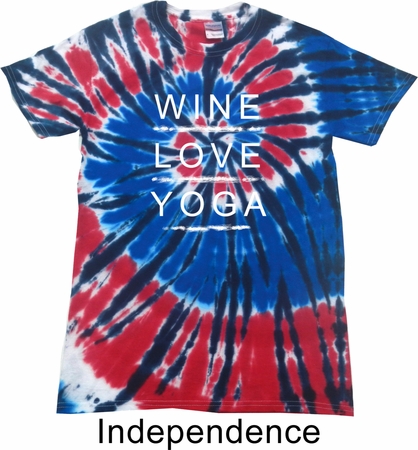 Wine Love Yoga Patriotic Tie Dye Shirt