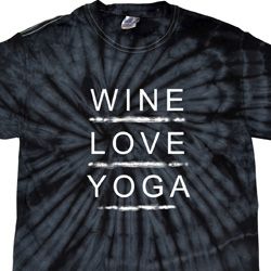 Wine Love Yoga Spider Tie Dye Shirt