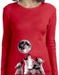 Wolves Howling at The Moon Bottom Print Ladies Long Sleeve Shirt