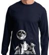 Wolves Howling at The Moon Bottom Print Long Sleeve Shirt