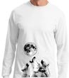 Wolves Howling at The Moon Bottom Print Long Sleeve Shirt