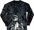 Wolves Howling at The Moon Bottom Print Long Sleeve Tie Dye Shirt