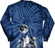 Wolves Howling at The Moon Bottom Print Long Sleeve Tie Dye Shirt