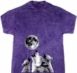 Wolves Howling at The Moon Bottom Print Mineral Tie Dye Shirt