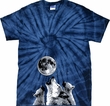 Wolves Howling at The Moon Bottom Print Spider Tie Dye Shirt