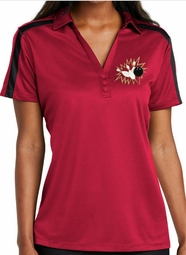 Womens Crashing Bowling Pins Polo Shirt - Red/Black