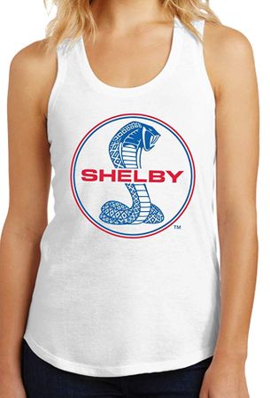 Womens Mustang Blue & Red Shelby Cobra Racerback Tank Top