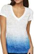 Clearance - Womens Next Level Ombre Burnout V-neck - White/Blue