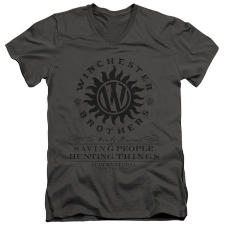 Womens Supernatural WINCHESTER V-neck T-shirt - Charcoal
