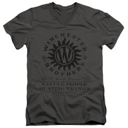 Womens Supernatural WINCHESTER V-neck T-shirt - Charcoal
