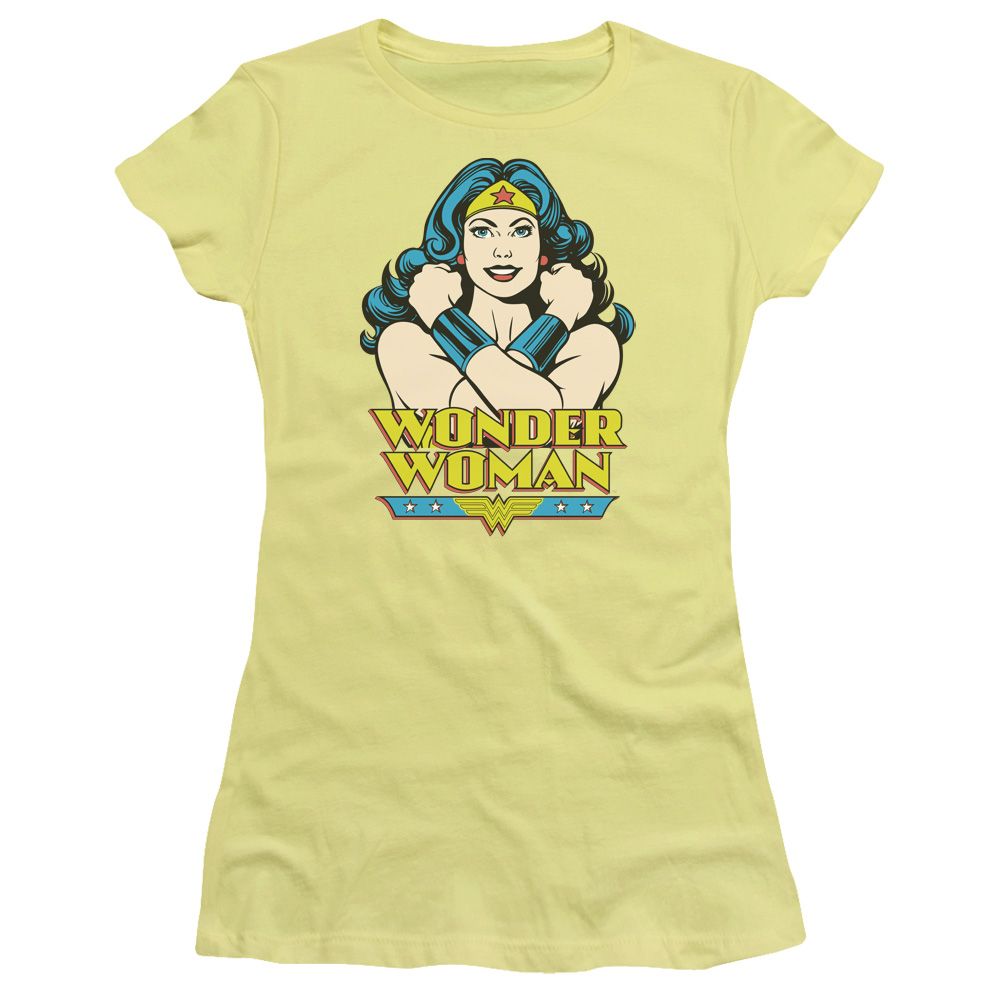Wonder Woman Juniors Tshirt Wonder At Large Yellow Tee Wonder