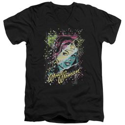 Wonder Woman Slim Fit V-Neck Shirt Color Block Black T-Shirt Wonder Woman Slim Fit V-Neck Shirt Color Block Black T-Shirt