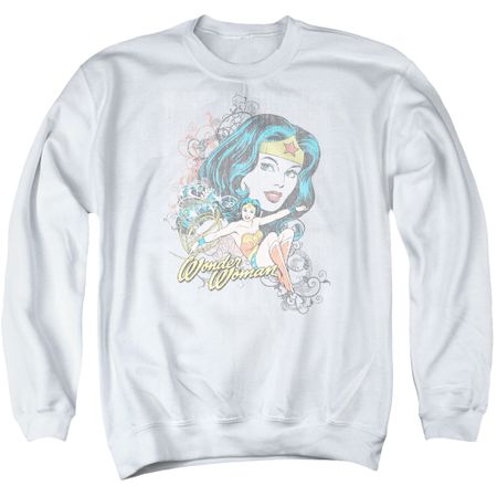 Wonder Woman Sweatshirt Scroll Adult White Sweat Shirt